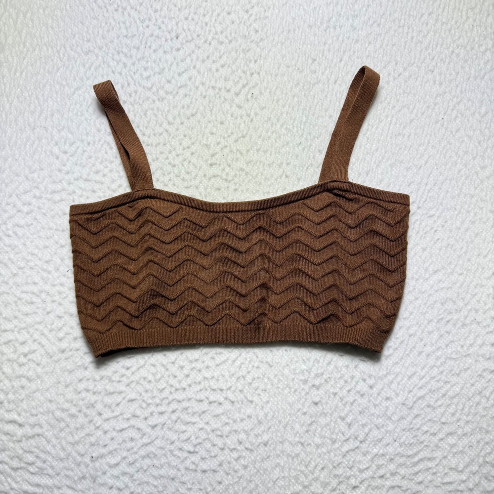 Cider Crop Top womens Small Brown‎ Chevron Sleeveless Tank Casual Summer Top